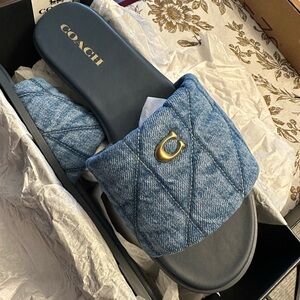 Coach quilted denim sandal womens 9.5 new